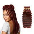 Niciitysi #33 Deep Wave Reddish Brown Braiding Hair Bundles 18 Inch - 150g