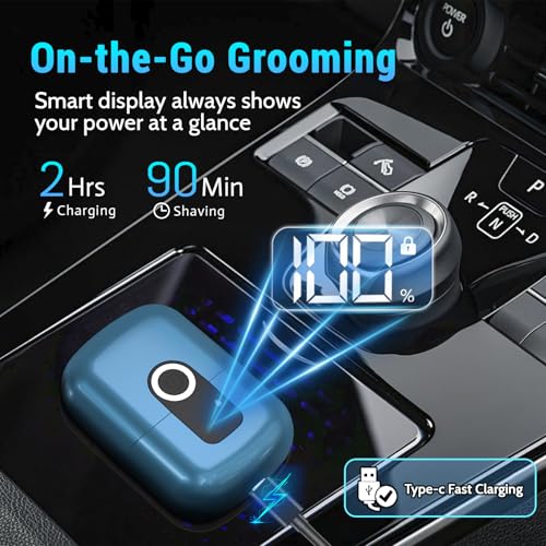 Mini Electric Razor for Men Face - Blue, 3-Blade Waterproof Shaver