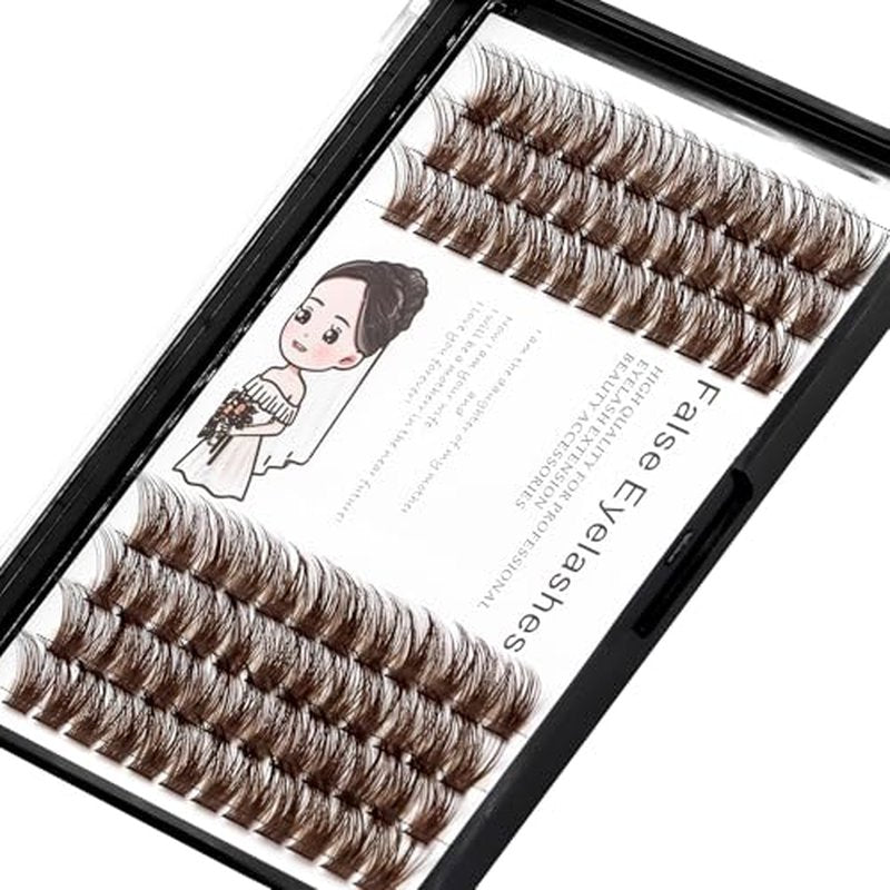 Bodermincer Black/Brown Color Natural Lash Clusters 84pcs Wispy Eyelash Clusters Eyelash Extensions D Curl Individual Lashes Natural Look Lashes with Thin Lash Band (Brown-12mm)