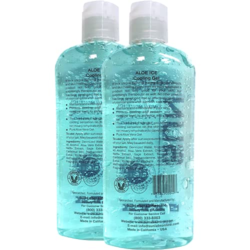 Sun Laboratories Aloe Vera Ice Gel 2 Pack ? Pure, Organic Aloe Vera Gel ? Natural After Sun Lotion ? Soothing, Clear Aloe Vera for Burn Relief