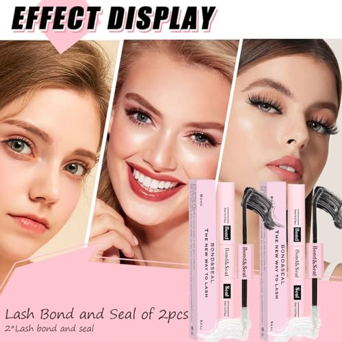 Lash Bond and Seal Kit 2Pcs DIY Lash Extension Waterproof Lashe Cluster Glue 72h Hold Portable Individual Lash Glue for Eyelash Extensions Beginners Black Bond&Clear Seal(5ml+5ml£©