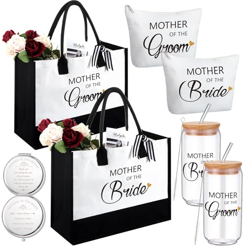Paterr Classic 8 Pcs Mother of Bride & Groom Wedding Tote Bag Set