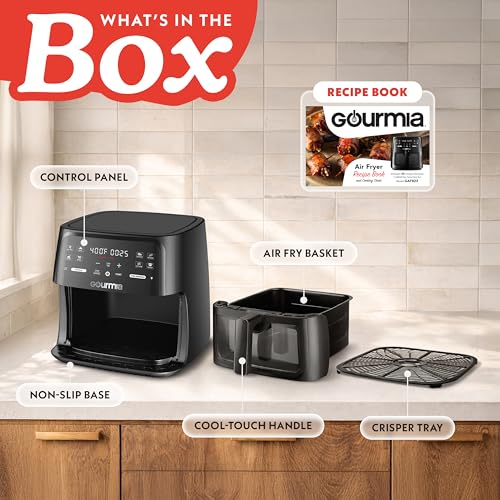Gourmia 8 Qt Air Fryer with Viewing Window and 1700W Power, Black