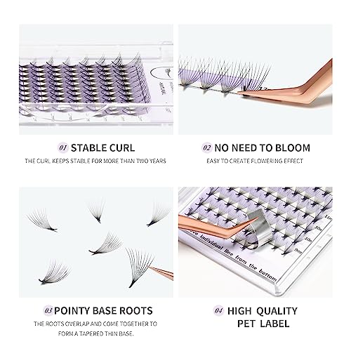 Premade Fans Eyelash Extensions 10D Thickness 0.07 D Curl 8-15mm Mix Short Stem Pointy Base Premade Volume Lash Extensions C D Curl(10D-D-0.07,8-15mm Mix)