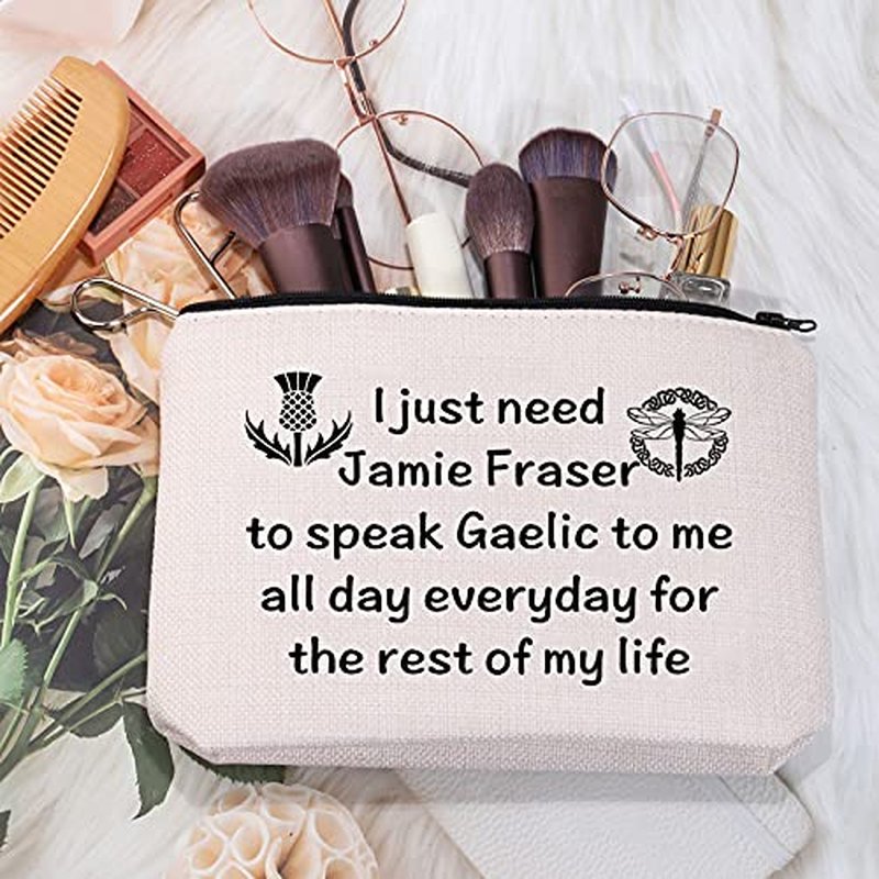 MEIKIUP SA Makeup Bag Scotland Thistle Cirsium Flower Gift I Just Need Jamie Fraser to Speak Gaelic Cosmetic Bag