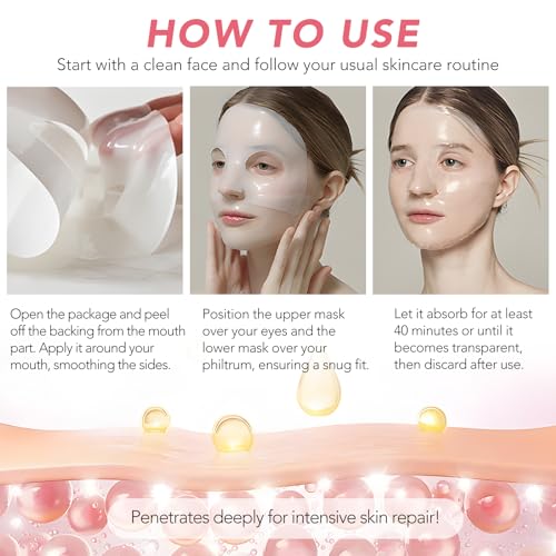 Deep Collagen Mask, 4pcs Gel Face Mask Rich in Nano-collagen, Vitality Probiotics, Vitamin E and Variety of Anti-aging Ingredients, Hydrating Over Night Face Masks, Sheet Face Masks for Women