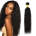 Aikebi 1B Natural Jerry Curly Wave Human Hair Bundles 28 Inch - Unprocessed Brazilian Virgin Hair, Variation #1B Natural J / 28