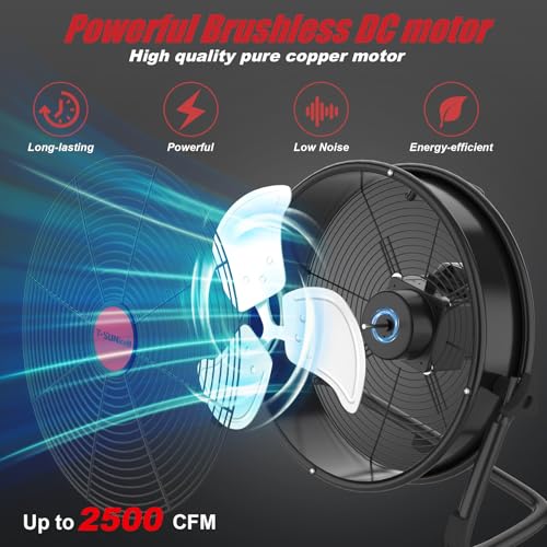 16-Inch Battery Powered Cordless Floor Fan - Red Compatible with Milwaukee M18
