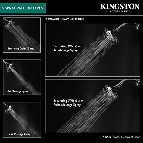 5-Inch ABS Shower Head with 5 Spray Modes - Polished Brass Finish