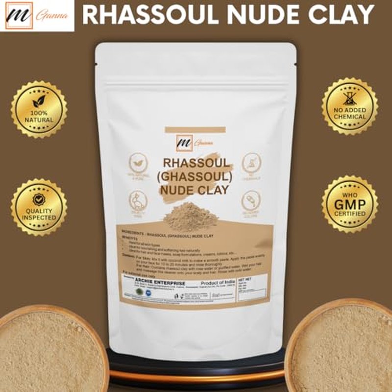100% Natural Moroccan Rhassoul Clay Powder/Nude/Ghassoul Lava Clay Powder for Hair Masks, Creams, Face Masks, Scrubs and Soap Making 0.22 LBS / 100 GMS