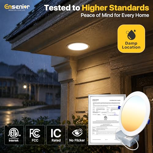 8 Inch Dimmable LED Recessed Light 5CCT Canless Wafer - Energy Saving, Easy Install