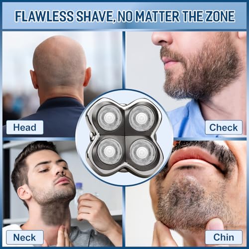 Pro 4 Replacement Razor Heads for Skull & Pitbulls Electric Shavers – 3 Pack, Waterproof, Easy Snap-On Fit