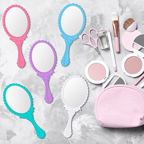 Namalu 40 Pcs Vintage Handheld Mirrors Set - White, Purple, Blue, Pink, Green with Embossed Patterns