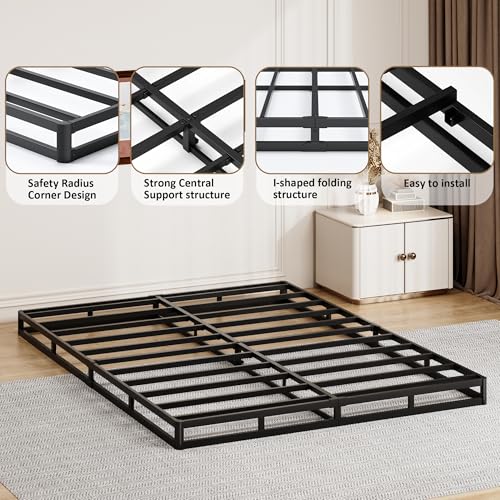 Low Profile 4 Inch Queen Box Spring - Sturdy Metal Foundation, Noise-Free, Easy Assembly