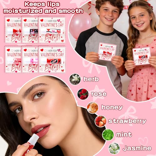 30 Pcs Valentine Lip Balms Bulk Valentine's Day Gifts for Women Galentines Chapstick Gloss 6 Assorted Flavors - Variation of THIS listing