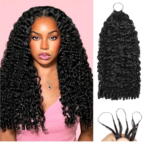 Natural Black Burmese Curly Crochet Hair 16 Inch Knotless Feather Human Hair