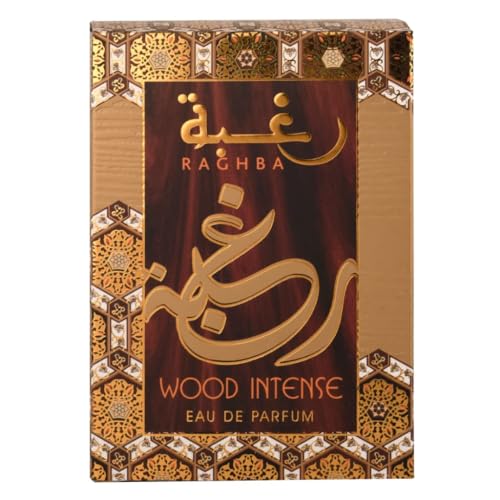 Lattafa Raghba Wood Intense Unisex Eau de Parfum Spray 3.4 Oz - Amber Woody Fragrance