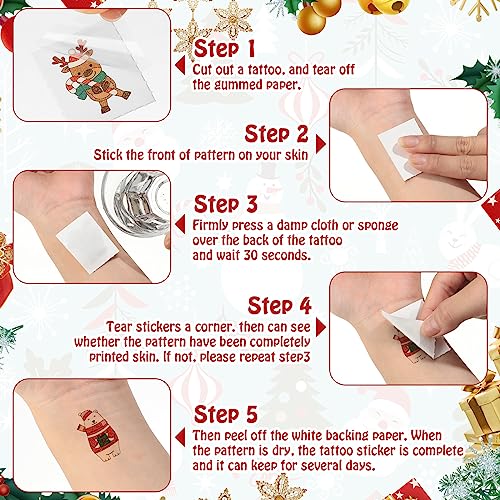 Nosiny 240 Pcs Christmas Temporary Tattoos Snowflake Winter Glitter Tattoos Santa Snowflake Sticker Tattoo Winter Apparel Accessories for Body Face Kids Women Party Favors