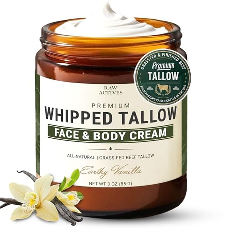 Beef Tallow for Skin Care - 100% Grass Fed Grass Finished - with Organic Jojoba, Prickly Pear, Rosehip, Tamanu Oils, Neroli, Vanilla & Manuka Honey - 3oz