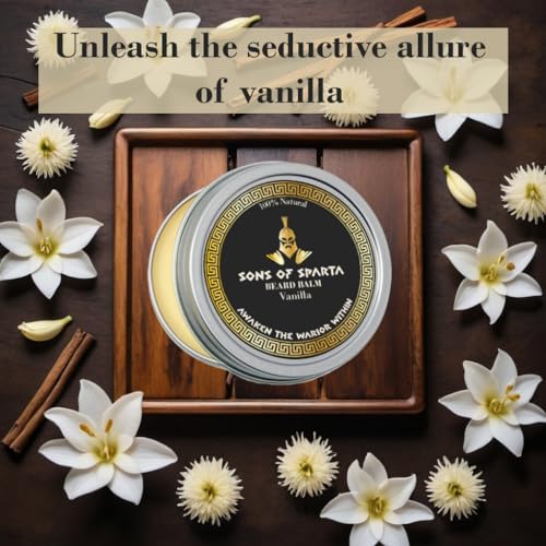 Sons Of Sparta Vanilla Beard Balm for Men | All?Natural Shea & Argan Oil Conditioner, Softener & Styler for Coarse Beard | 2?oz