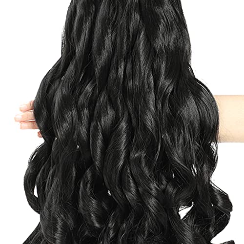 French Curly Braiding Hair 18 Inch 8 Packs - Pre-Stretched Wavy Synthetic Extensions Black