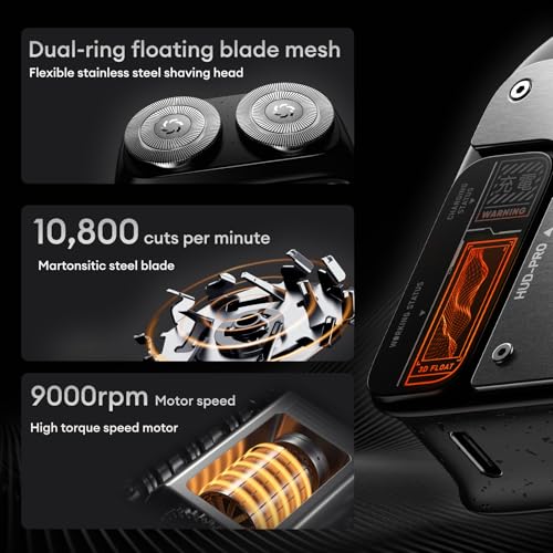 PAXA Gray Mini Electric Shaver for Men, Portable Rotary Razor, Waterproof & Fast Charging
