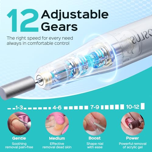 COSLUS Nail Drill, Portable Cordless C50,Grey