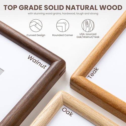 Walnut Wood Frame with Mat for 16x20 Photos - 18x24 Size with Tempered Glass - Variation of Walnut / 18x24 - 1P