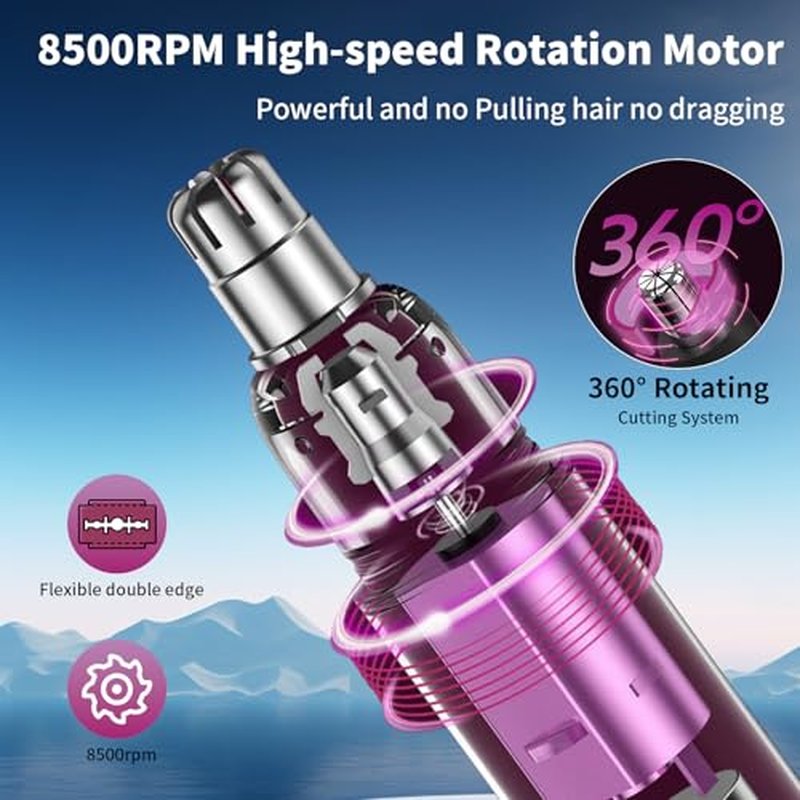 2025 Rechargeable Nose and Ear Hair Trimmer with LED Dispaly for Women Men,4 in 1 Painless Eyebrow & Facial Hair Trimmer with Powerful Motor,Ladies Wet & Dry Electric Razor (White)