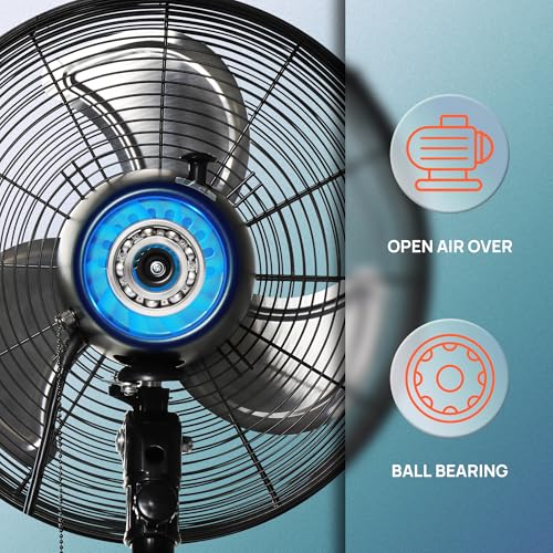 Tornado 16-Inch Pro Series Oscillating Wall Mount Fan - Black, Heavy Duty, 3-Speed, 2850 CFM