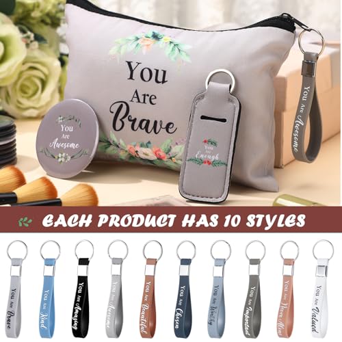 Christian Makeup Bags Keychains Bible Verse Dark Color - Inspirational Gift Set