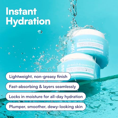 Drench & Quench Hyaluronic Acid Face Moisturizer - 1 Fl Oz, Hydrating Water Cream