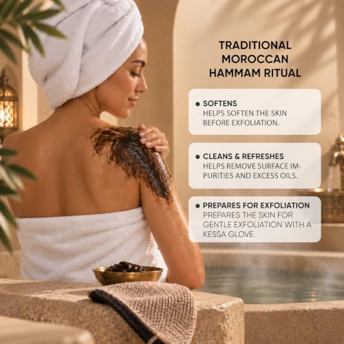 Moroccan Black Soap with Argan Oil – Natural Body Exfoliant & Hydrating Cleanser 500g