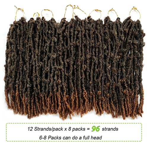 Butterfly Locs Crochet Hair 12 Inch Ombre Brown - 8 Packs, Pre Twisted