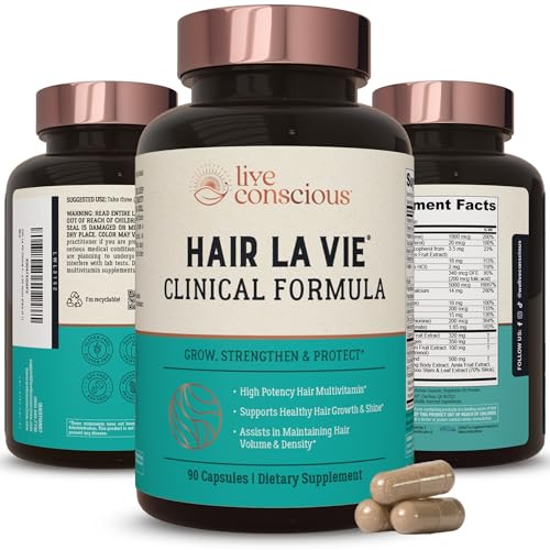 Hair La Vie Live Conscious Clinical Hair Growth Vitamins 90 Count for Women & Men
