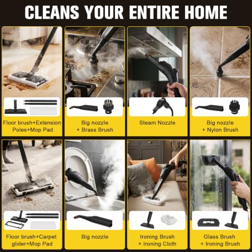 Waitbird Multi-Purpose Steam Cleaner - White, 4.5 Bar 300°F Deep Steam for Tile & Grout