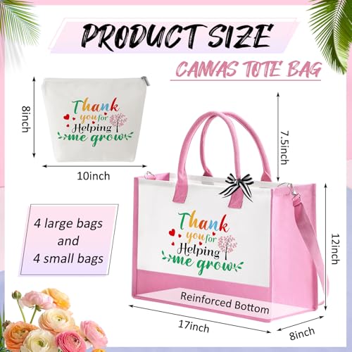 Hillban Teacher Appreciation Valentines Gift Bulk Thank You Teacher Tote Bags Embroidery Inspirational Cosmetic Bag for Women