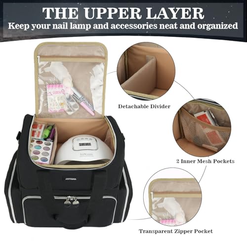 Nail Polish Organizer Case - Large Double Layer Organizers and Storage Bag for Nail Supplies and Art Tech
