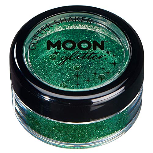 Moon Glitter Fine Glitter Shakers 100% Cosmetic Glitter for Face, Body, Nails, Hair and Lips - 0.17oz - Green