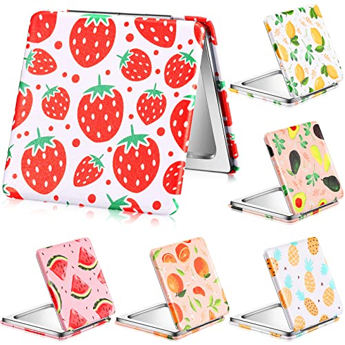 Square Style Fruit Design Compact Pocket Mirror Set - 24 Pieces