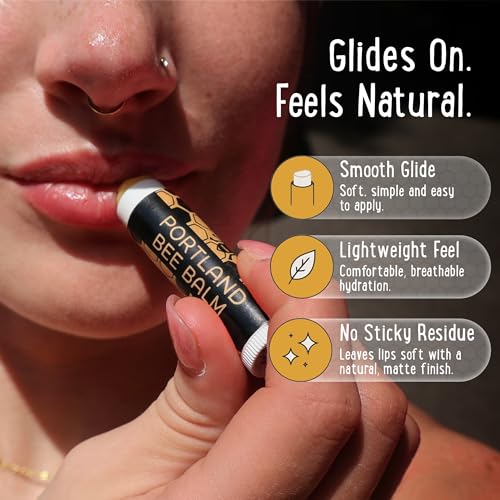 Portland Bee Balm Unscented Lip Balm Value Pack - 9 Tubes, Natural Beeswax, Organic Oils