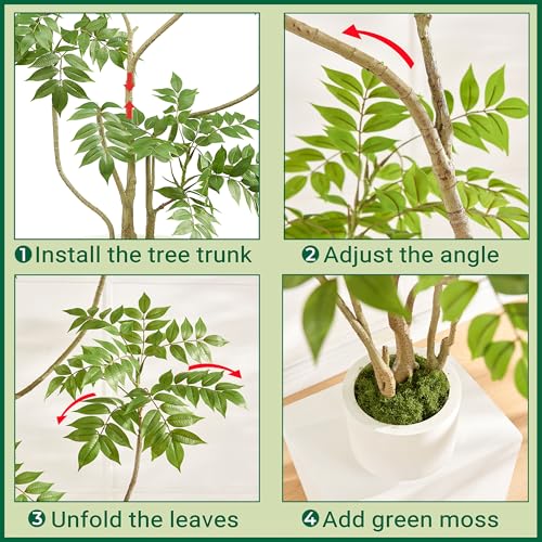 4FT Artificial Sumac Tree in White Pot - Real Touch Faux Plant, Indoor Decor
