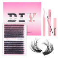 DIY Lash Extension Kit Individual Lash Clusters Kit 280Pcs with Lash Bond and Seal and Remover Tweezers for Lash Cluster Extensions Kit for Beginner(60D+80D D Kit, 10-16mm Mixed, 3D Fluffy)