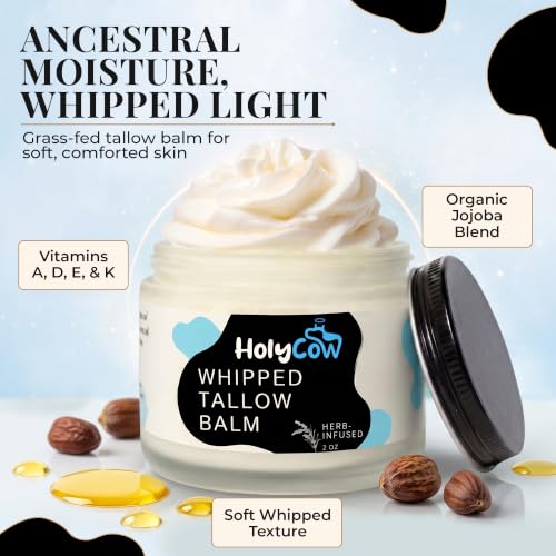 Unscented Grass Fed Beef Tallow for Skin - 2 Ounce Whipped Moisturizer - HolyCow Variation of THIS listing