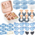 Bridesmaid Proposal Gift Set with White and Blue Accessories - Satin Scrunchies, Jewelry Boxes, Heart Sunglasses, Hair Clips