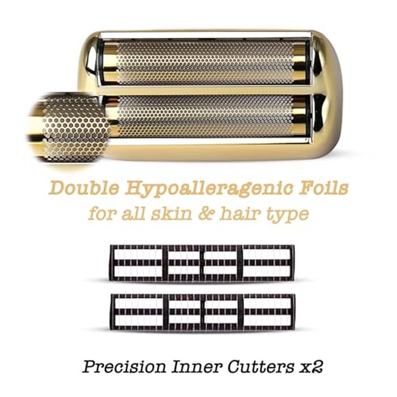 1Pack Golden Pro Replacement Foil and Cutters for Babylis FXFS02 Series MetalFX Double Foil Shavers