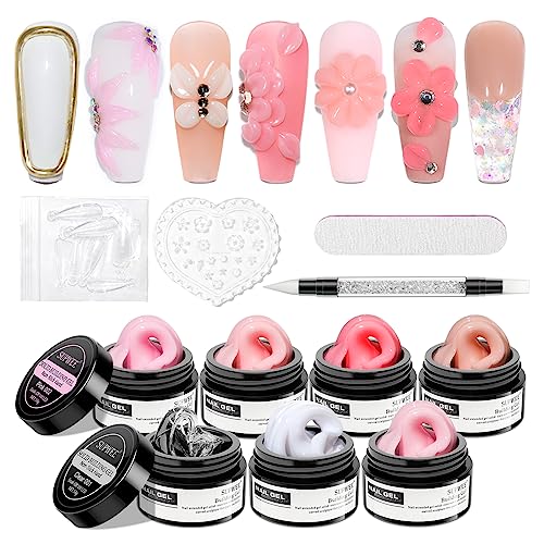 Solid Builder Gel for Nails Multicolor Nail Extension & Sculpting Kit - Non-Stick Hard Gel
