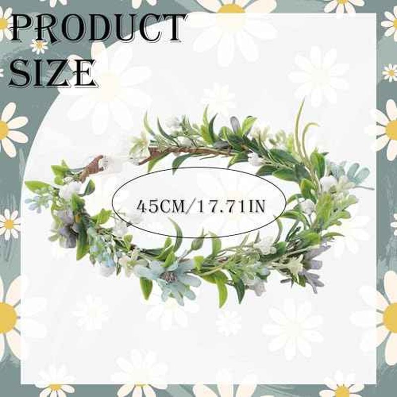 Blue Flower Crown Headband, Handmade Fairy Daisy Floral Headpiece, Artificial Boho Bridal Flower Crown for Women Girls Maternity Renaissance Weeding Festivals Birthday Party Headdress