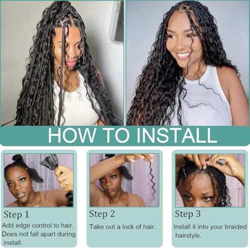 Natural Black Deep Wave Human Hair Braiding Extensions 16 Inch - Boho Braid Hair