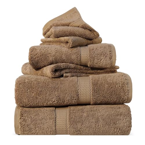 Egyptian Cotton 6-Piece Towel Set - Latte Ultra Plush & Absorbent